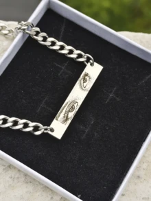 Personalized Photo Necklace, Stainless Steel Chain Laser Engraved Eye Photo Necklace,Custom Engraved Couple Photo Necklaces, Fashion Style Eye Image , Couple Gift Jewelry. Valentine's Day Gifts ,Mother's Day Gifts, Father's Day Gifts - Multicolor - View 10