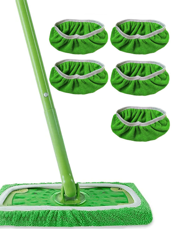 5 piezas Repuesto de trapos para trapeador, Fundas para trapeador plano, Recambios absorbentes para trapeador del hogar, Trapos de trapeador de uso en seco y húmedo, Cubiertas reutilizables para trapeador