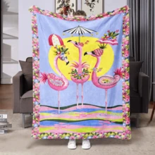 优质柔软数码印花小毛毯，适合午睡、沙发、办公室、卧室、旅行、所有季节