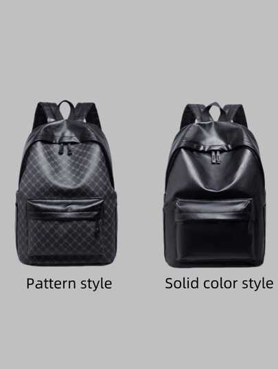 Mochila de portátil de piel sintética negra, bolsa escolar universitaria apta para portátiles de 15,6 pulgadas, estudiante, fin de semana, camping, senderismo, trabajo, accesorios de oficina de viaje