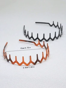 2pcs Women's Simple Basic Big Wave Hairbands, Clean Face Wash Makeup Headbands, Elegant Style Plastic Hairbands, Halloween Hair Accessories