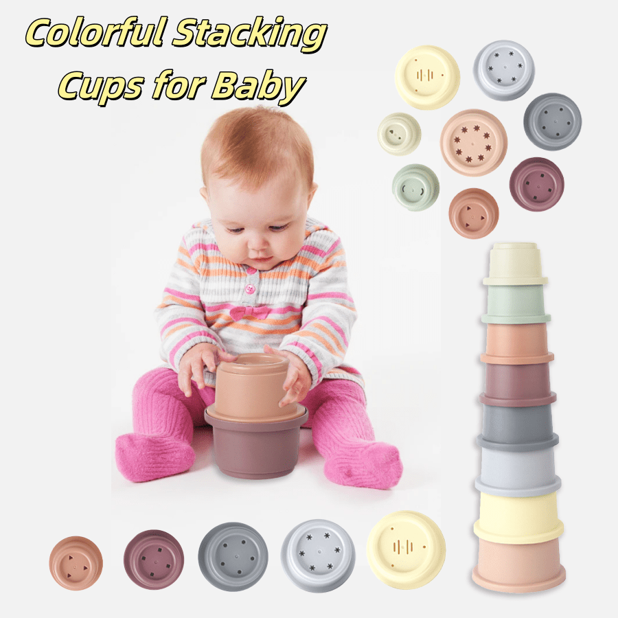 Jouets d'empilement éducatifs précoces pour bébé, jouets d'empilement colorés, set de tasses d'empilement pour bébé