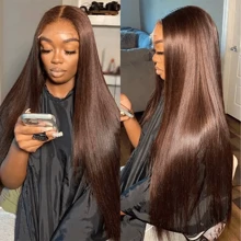 CEXXY Perruques Bob Chocolat 180% 13X4 HD Perruques Frontales en Dentelle Transparente Cheveux Humains 100% Cheveux Humains Pour Femme Perruque Pré-Plumée