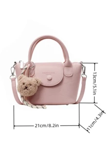 New Stylish Women's Tote Bag, Solid Color Minimalist PU Dumpling Shape Bag With High-End Vibe, Fashionable With Rope Pendant, Suitable For Dates, Shopping, Versatile & Refined , Pink