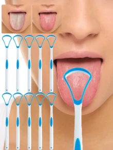 3pcs/5pcs/10pcs This Tongue Cleaner Is Designed To Effectively Remove Bacteria, Food Debris, And Odor - Causing Substances From The Tongue Surface.