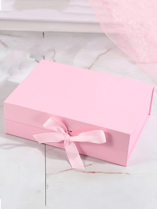 1 pieza - Caja de regalo con tapa con cinta y cierre magnético (1 paquete) - Caja de regalo para damas de honor, caja bonita, caja de regalo de cumpleaños, caja de lujo para empaquetar regalos, caja de regalo magnética para envolver regalos (rosa)