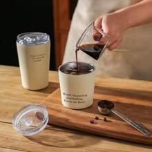 1pc Customized Stainless Steel Coffee Cup, Customized Image, Text Or Short Phrase, Simple & Elegant 304 Stainless Steel Vacuum Insulated Tumbler, Suitable For Men & Women, Birthday, Festival Gift, Outdoor, Travel, Picnic