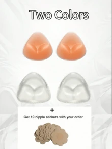 2pcs Silicone Triangle Bra Inserts Pads Enhancers - Elegant Style Solid Color, Hand Washable, Reusable For Swimwear And Bikinis, Non-Textile, 1 Pair Set - Multicolor - View 8