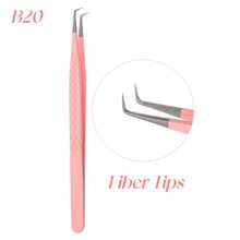 FADVAN 1 Pc Eyelash Tweezers Extension Pink Stainless Steel Superhard Tweezers With Fiber Tips High Precision Anti-Static Tweezers