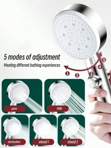 1 pieza Ducha de mano presurizada, con soporte y manguera de ducha, cabezal de ducha ajustable de 5 modos, boquilla de ducha para baño, rociador de ducha, accesorios de baño, disfruta de una experiencia de baño de lujo