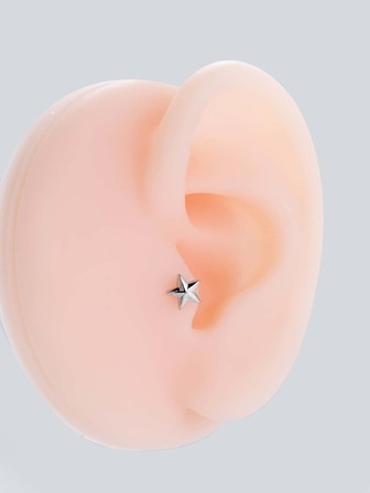 1 pieza Pendiente de tachuela delicado minimalista cinco puntas con estrella de acero inoxidable perforación