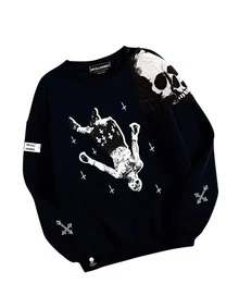 Sudadera Gerv Onta Hoodie Oversized Unisex Con Estampado Mark X - Negro - Ver 5