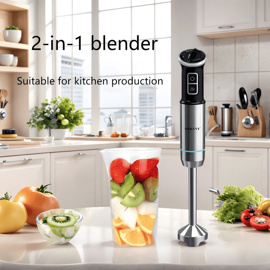 SOKANY SOKANY-02009 Multifunctional Mixing Stick, Stainless Steel Electric Handheld Mixer, Detachable Mixing Stick, Easy To Clean, Very Suitable For Smoothies, Mud, Milkshakes, Soups And Food Black Handle, . Kitchen Essentials, Food Mixers, Ergonomic Handles, Stainless Steel Mixers, Kitchen Mixers