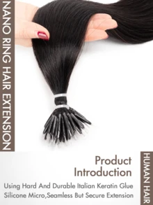 12-24 Inch Natural Black Nano Ring Hair Extensions, Nano Fusion Hair Extensions, Real Human Hair Pre-Bonded Cold Fusion Nano Ring Hair Extensions, Nano Bead Hair Extensions, Invisible Nano Ring Hair Extensions, Nano Hair Extensions, Create Natural Appearance - S1B - View 3