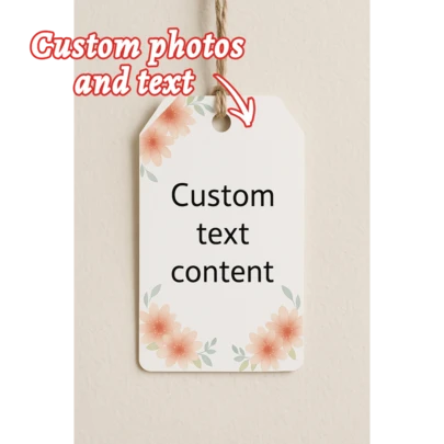 21pcs Customizable Floral Gift Tags - Editable Text Area, With Peach Daisy Illustration - Ideal For Weddings, Thank You Cards, Handmade Packaging, Branding Labels Or Holiday Favors - Elegant Minimalist Design To Meet Personalized Gifting Needs.