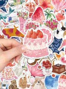 50Pcs Aesthetic Stickers Watercolor Stickers Journal Stickers Cute Stickers Cute Animal Stickers Flower Stickers Vinyl Stickers For Water Bottle,Computer,Laptop,Phone,Luggage,Notebook,Fridge