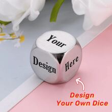 Personalized Decision Dice, Customize Couple's Anniversary Gift, Date Night Dice, Your Designs Engraved Dice Gifts For Couple, Personalized Gift For Him And Her, Jewellery With Black Gfit Box - Silver - View 2