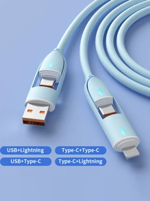 Cavo di ricarica 4 in 1 da 66W, caricatore , cavo di ricarica in silicone, compatibilità universale con dispositivi /Android/Type-C e Micro USB, ricarica portatile compatibile con , cavo di ricarica compatibile con 16/15/14/13/12/11, S24/S23/S22/S21, Vivo, universale, compatibile con 16, 16 Pro Max, 15, 15 Plus, 15 Pro, 15 Pro Max, compatibile con Redmi, compatibile con OnePlus Type C, Lightning
