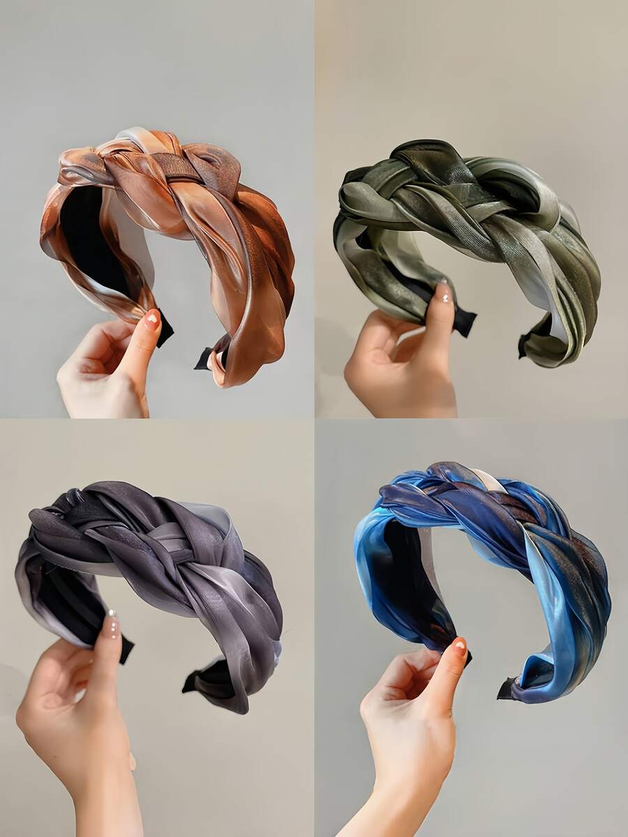 1pc Braided Gradient Color Headband, Fashion High-End Wide-Brimmed Hair Hoop ,Head Piece Hairband Head Accessories Beauty Home Hair Accessories
