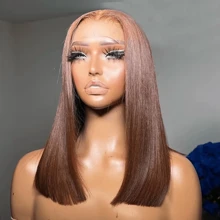 CEXXY Perruques Bob Chocolat 180% 13X4 HD Perruques Frontales en Dentelle Transparente Cheveux Humains 100% Cheveux Humains Pour Femme Perruque Pré-Plumée