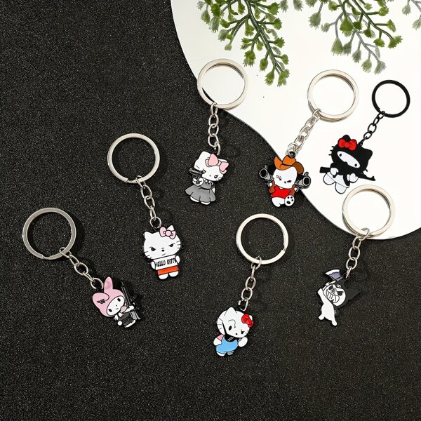 Sanrio 1 peça Sanrio Jewelry 1 peça chaveiro com pingente de liga de PVC fofo e engraçado da Hello Kitty Cat, pingente de desenho animado fofo, adequado como presente para amigos, chaveiro, mochila de presente de formatura para escola