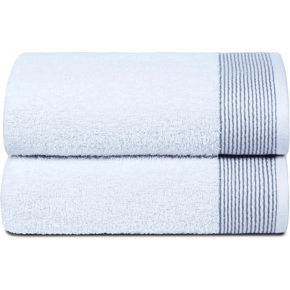 Ultra Soft 2 Pack Oversized Bath Towel Set 28x55 Inches, 100% Cotton Large Bath Towels, Ultra Absorbant Compact Quickdry & Lightweight Towel, Ideal For Gym Travel Camp Pool - Brown - White - View 1
