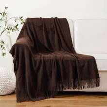 Knit Throw Blanket, Suitable For Sofa, Boho Style In Brown, Decorative Throw Pillow Cover In Grayish Brown, Applicable For Sofa, Suitable For Thanksgiving & Christmas - dark brown - View 10