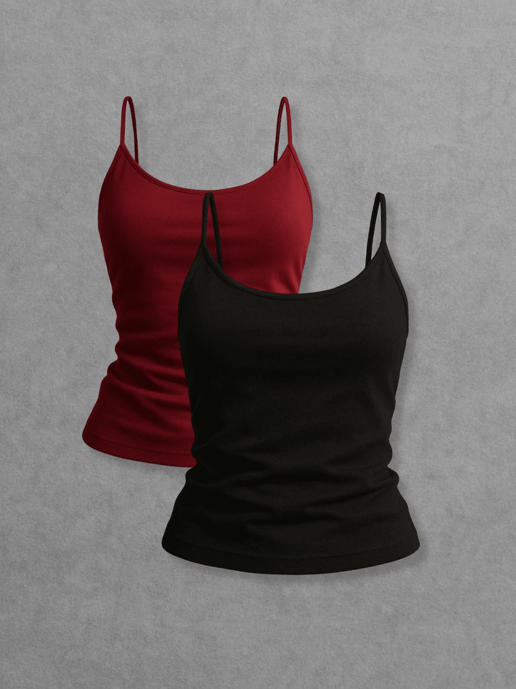 Kit Of 2 Women's Tank Tops Without Padded Underwire, Super Light Straps - Wine and Black - View 1