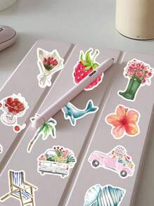 50Pcs Aesthetic Stickers Watercolor Stickers Journal Stickers Cute Stickers Cute Animal Stickers Flower Stickers Vinyl Stickers For Water Bottle,Computer,Laptop,Phone,Luggage,Notebook,Fridge