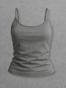 Kit Of 3 Women's Tank Tops Without Padded Underwire, Super Light Straps - Abu-abu, Biru Dongker dan Coklat - View 6