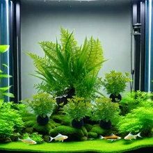 5pcs Aquarium Artificial Plastic Plant Decor, Perfect Fish Tank Accessories