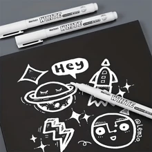2 piezas de marcadores de pintura blancos impermeables, adecuados para grafitis DIY, madera, vidrio, pintura, cuero sintético y libros contables, regalos de cumpleaños, Navidad, Halloween, Año Nuevo, regalos para amigos, útiles escolares, vuelta al cole