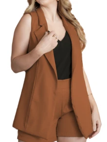 Max Tailored Vest Long Elegant Social - Rust Brown - View 2