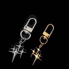 1/2 pièces Porte-clés avec pendentif croix étoile métallique Y2K, étui à écouteurs de style punk minimaliste, coque de téléphone, breloques et accessoires pour sacs, accessoires pour voiture