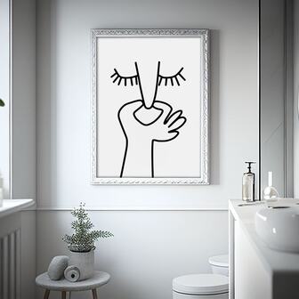 1 幅无框现代简约趣味浴室帆布海报，防水帆布墙画，美观的房间装饰，艺术墙画，可作为礼物，幽默墙画，适用于厕所、浴室、客厅、宿舍、黑白墙面装饰