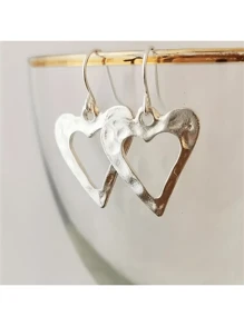2 piezas Pendientes tipo botón asimétricos con forma de corazón, diseño minimalista