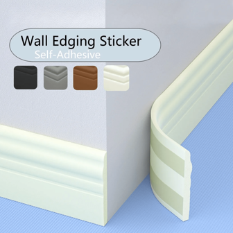 1PC 2M/78.74inch 3D Self-Adhesive Foam Baseboard Wall Sticker Waistline TV Background Floor Corner Line Skirting Board Stickers Household ﻿