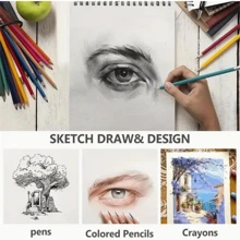 1 paquet de 30 feuilles, carnet de croquis, bloc-notes à spirale supérieure, carnet de croquis sans acide, papier artistique pour le dessin, la peinture et l'écriture pour adultes, débutants et artistes