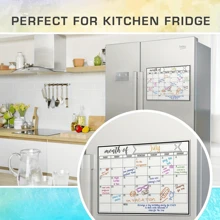 1 pezzo Calendario magnetico per frigorifero - Retro magnetico forte, superficie liscia cancellabile a secco, calendario pratico, lavagna bianca - Perfetto per l'organizzazione della cucina, la pianificazione dei pasti, i pianificatori familiari, promemoria e note sul frigorifero, forniture scolastiche, ritorno a scuola