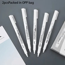 2 piezas de marcadores de pintura blancos impermeables, adecuados para grafitis DIY, madera, vidrio, pintura, cuero sintético y libros contables, regalos de cumpleaños, Navidad, Halloween, Año Nuevo, regalos para amigos, útiles escolares, vuelta al cole