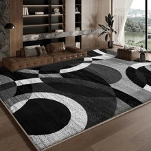 1pc, Luxury Bohemian Style, Black & Grey Elegant Floral Pattern Carpets For Living Room, Bedroom, Entrance, Kitchen, Bathroom