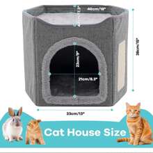 Cat Houses For Indoor Cat Cave For Pet Cat House With Scratch Pad, Foldable Cat Hideaway,