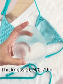 2pcs Silicone Triangle Bra Inserts Pads Enhancers - Elegant Style Solid Color, Hand Washable, Reusable For Swimwear And Bikinis, Non-Textile, 1 Pair Set - Multicolor - View 5