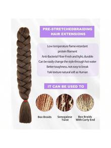 Xpression 合成钩针接发适用于钩针扭辫，专业级，男女通用，多种长度可选，可打造惊艳发型，非常适合 DIY 节日派对、狂欢节、音乐节和度假造型，合成大辫子钩针接发 Expression 编织接发 Yaki 直发女式巨型编织发 Kanekalon 大辫子日常佩戴 - 彩色 - 查看 5