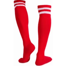 Kit 4 Pairs Of Adult Striped Sports Football Socks - Red - View 3