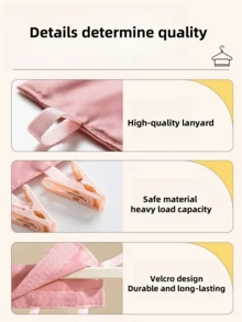 1pc Random Color Fabric Portable Folding Multi-Function Travel Clothes Hanger With Detachable Clip Design, Wardrobe Organizer For Underwear Sock Drying Rack Home Storage Solution - Multicolor - View 6