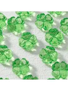 5/10/15/20/30/50/100 Piezas de cuentas acrílicas 3D de trébol (verde), las cuentas de trébol se pueden utilizar para pulseras de la suerte, manualidades, collares de flores, pendientes y otros accesorios de joyería DIY