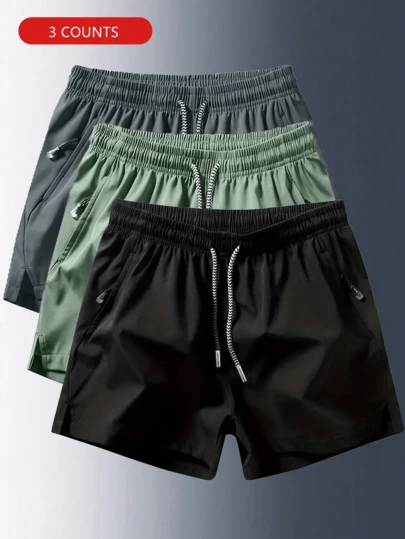 3 件套男士夏季百搭休闲透气短裤，适合健身和运动