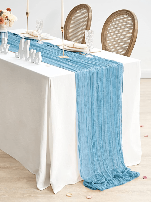 5 stuks lichtblauwe geplooide tafellopers, opvouwbaar tafelkleed, feestelijke verjaardagsdecoratie, bruiloftsdecoratie, feestdecoratie, feestzaal, tafeldecoratie, tafelkleed, tafelvlaggetje, effen tafelkleed, verjaardagsdecoratie, bruiloftsdecoratie