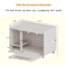 White Cat Litter Box Enclosure,Hidden Litter Box Furniture With Top Side Fence,Wooden Pet House Side End Table, Storage Cabinet Bench For Living Room,,Bedroom, Fit Most Of Litter Box-6429 - Multicolor - View 3
